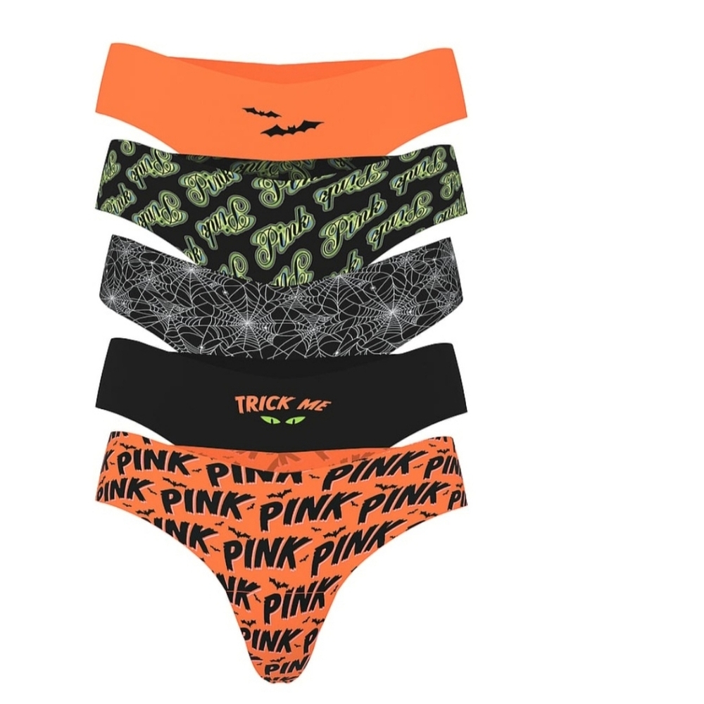 PINK Halloween Themed Thong Panties